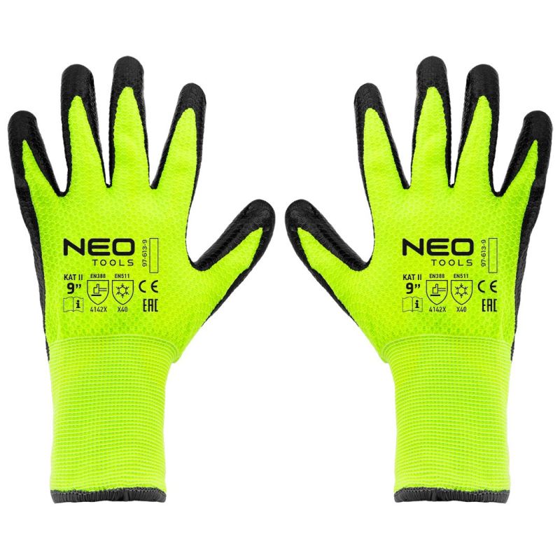 Утеплені робочі рукавички, нейлон з латексним покриттям, 4142X, розмір 9 NEO (97-613-9)